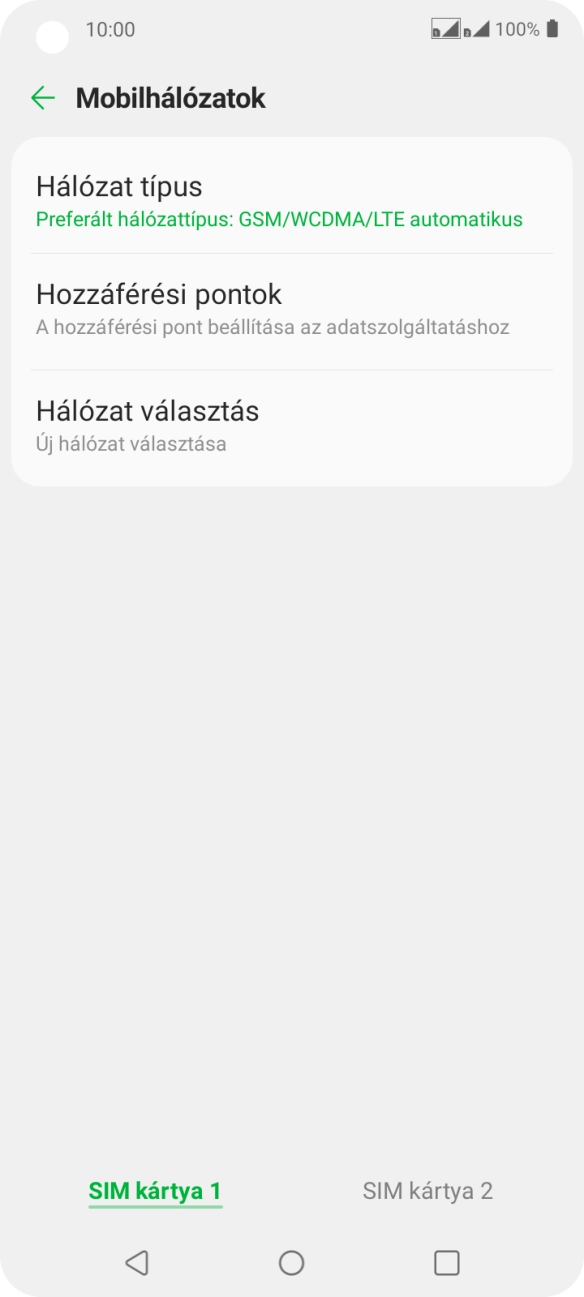 Kattints a kívánt SIM-kártyára. Kattints a kívánt SIM-kártyára.