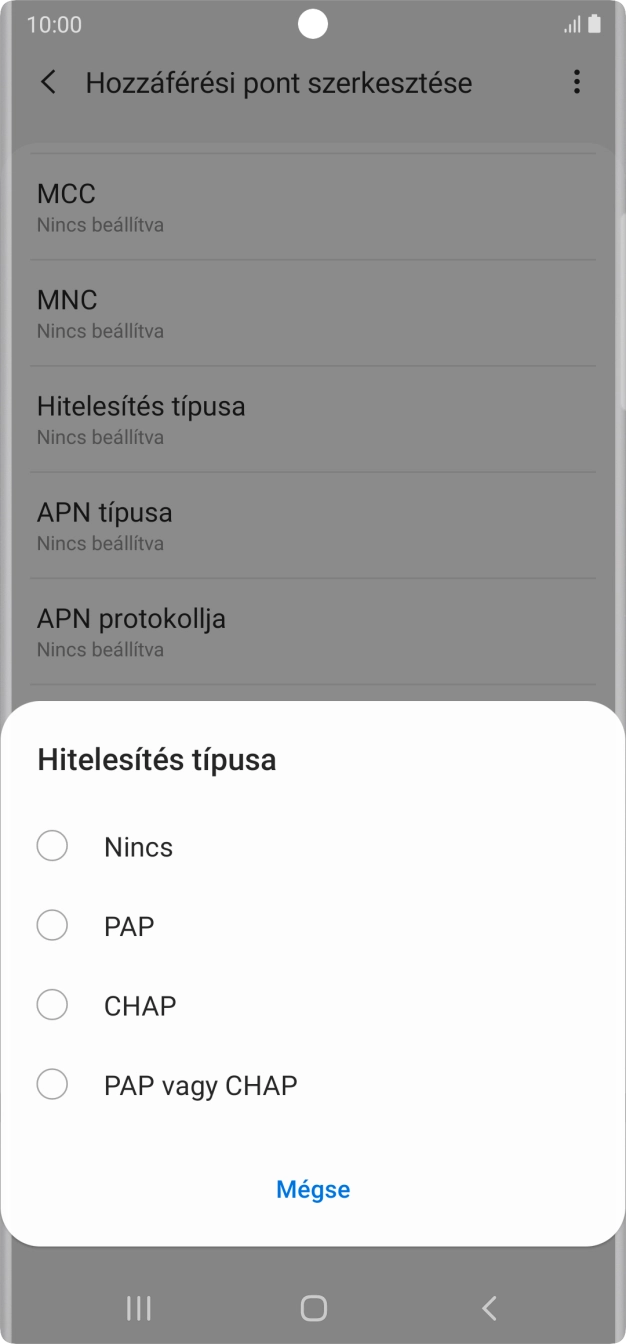 Válaszd a PAP lehetőséget.