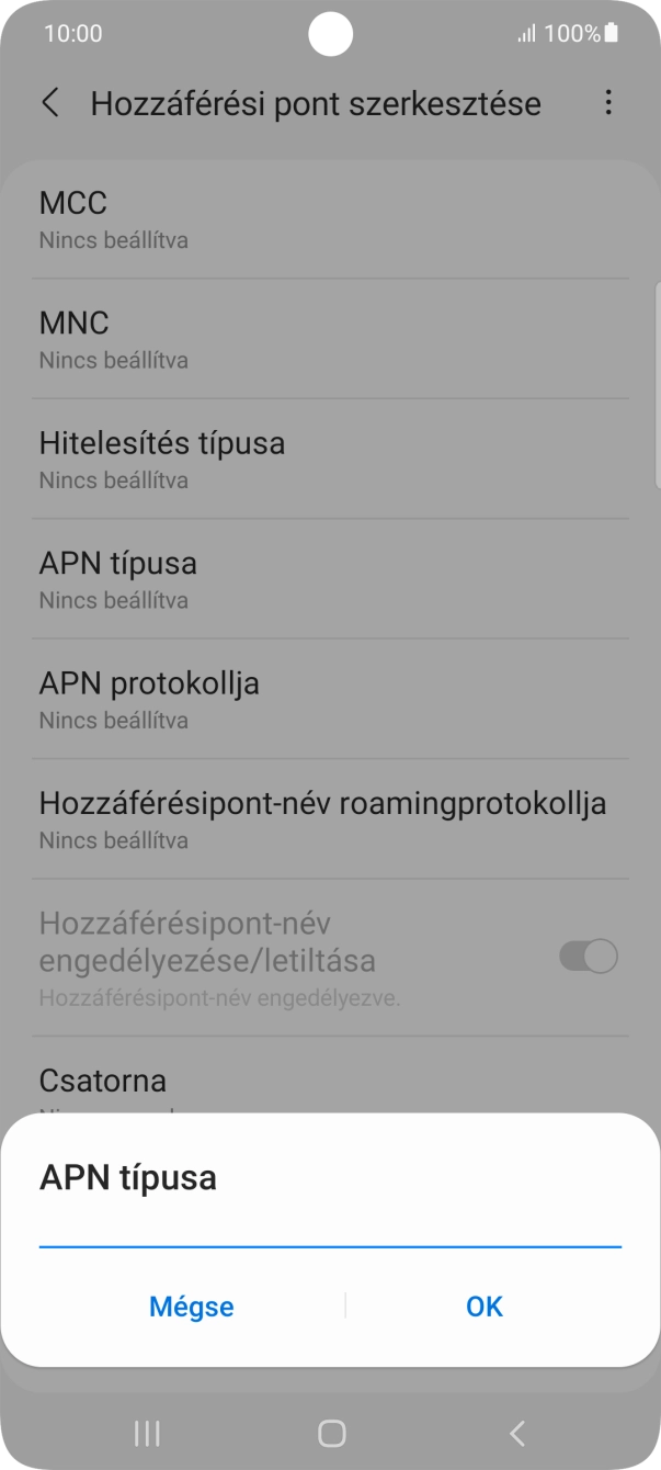 Írd be azt, hogy mms, és válaszd az OK lehetőséget.