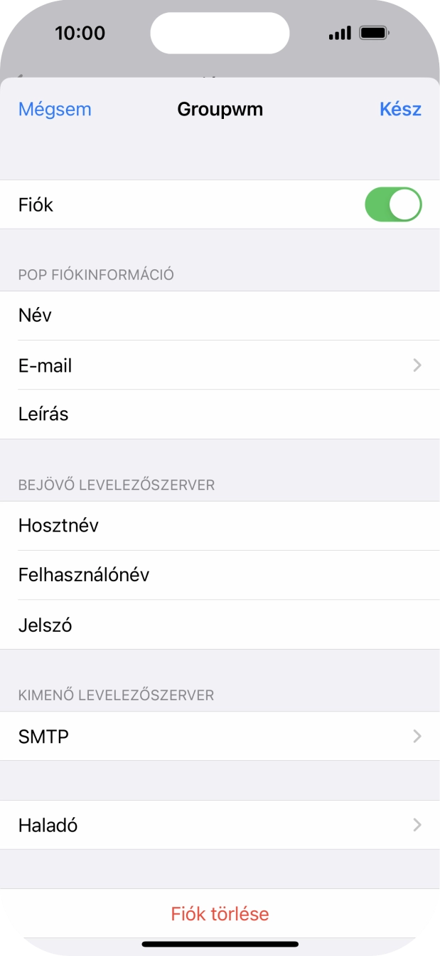 Válaszd az SMTP lehetőséget.