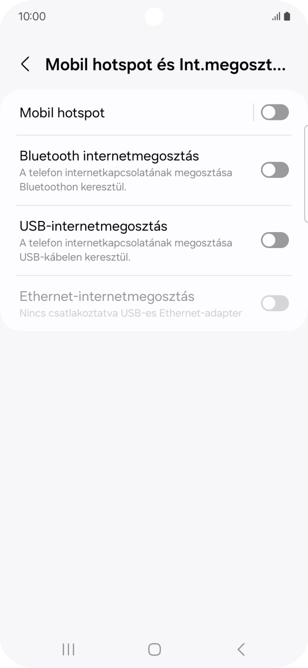 Válaszd a Mobil hotspot lehetőséget. Válaszd a Mobil hotspot lehetőséget.