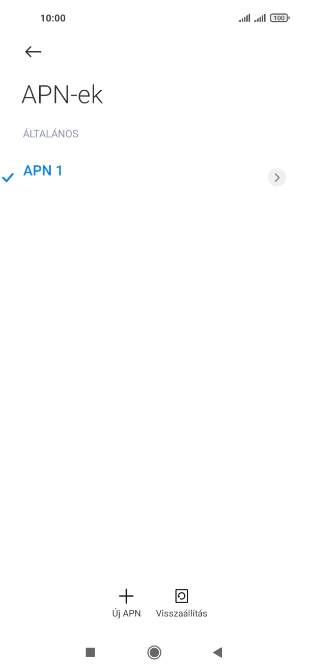 Válaszd az Új APN lehetőséget.