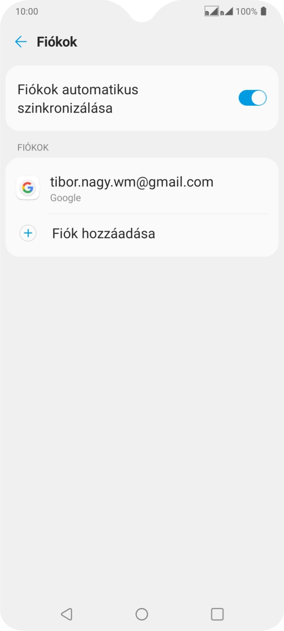 Válaszd a Fiók hozzáadása lehetőséget.