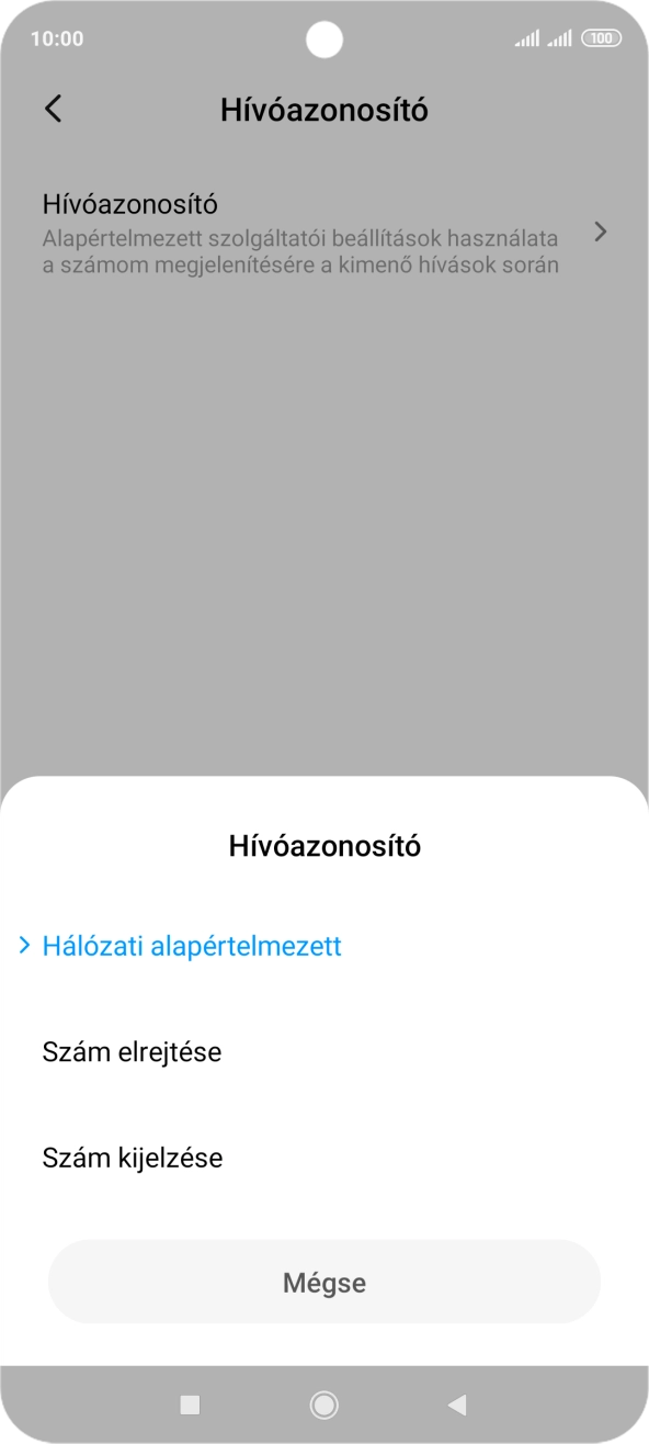 Válaszd a Szám kijelzése lehetőséget a hívószámküldés bekapcsolásához.