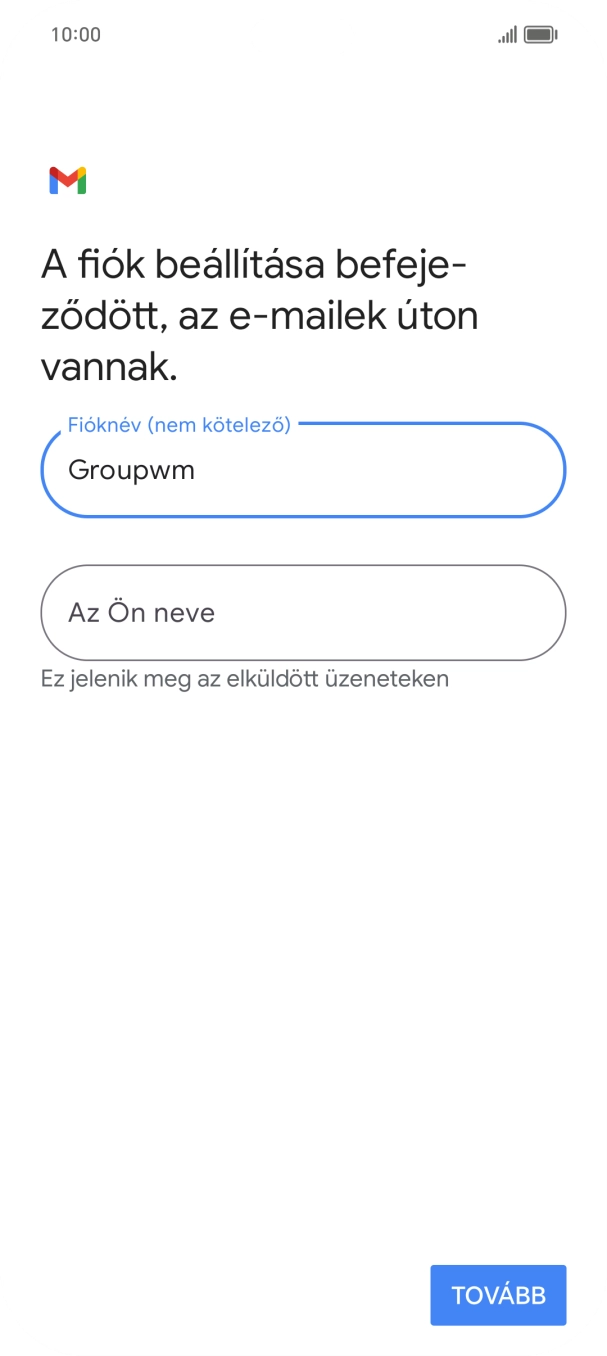 Kattints Az Ön neve mezőre, és írd be a kívánt küldőnevet.