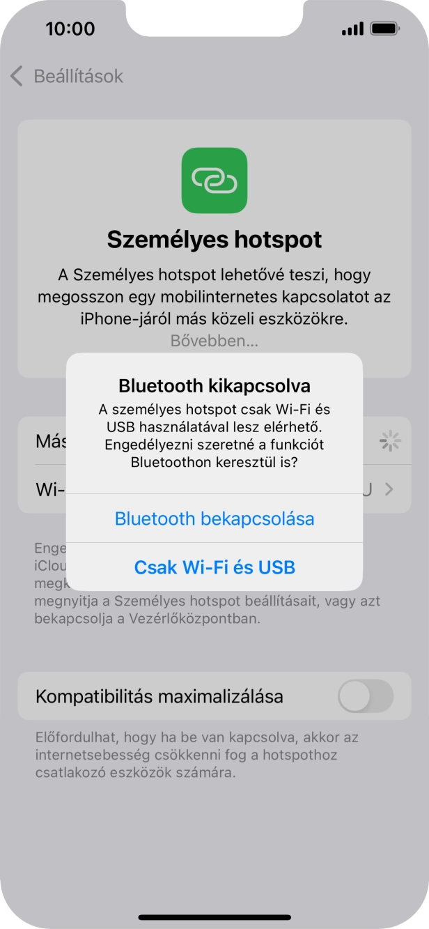 Amennyiben be van kapcsolva a Wi-Fi, válaszd a Csak Wi-Fi és USB lehetőséget.