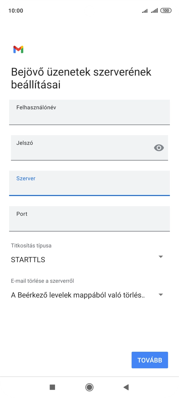 Kattints a „Port” alatti mezőre, és írd be a következőt: 110.