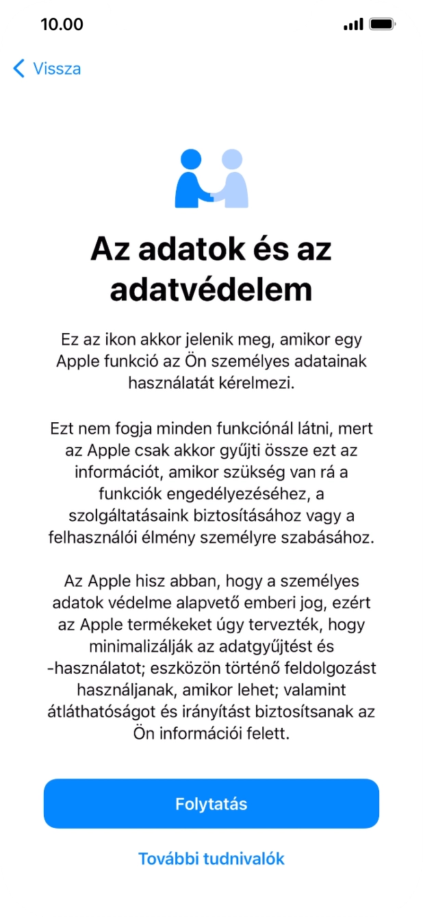 Válaszd a Folytatás lehetőséget.