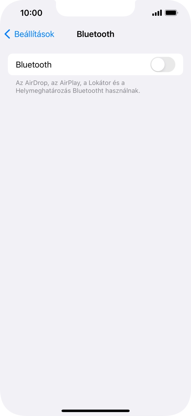 Kattints a „Bluetooth” melletti csúszkára a funkció bekapcsolásához. Kattints a „Bluetooth” melletti csúszkára a funkció bekapcsolásához.