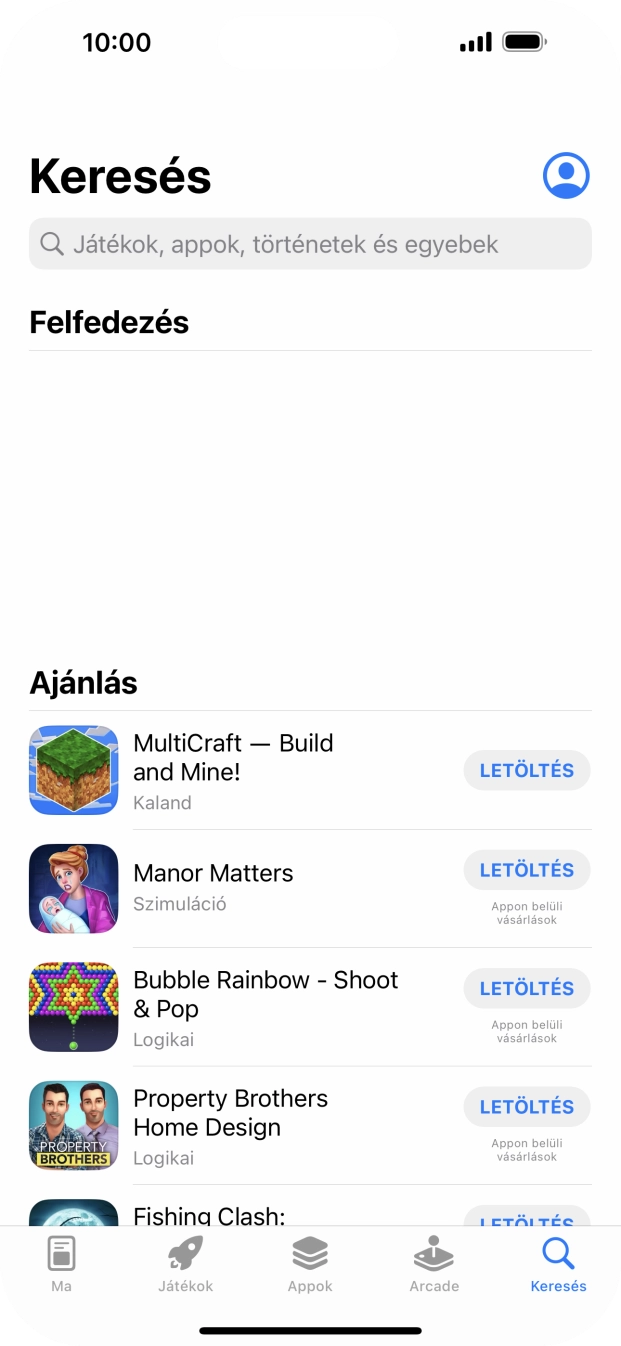 Kattints a keresés mezőre, és írd be a keresett alkalmazás nevét vagy tárgykörét.