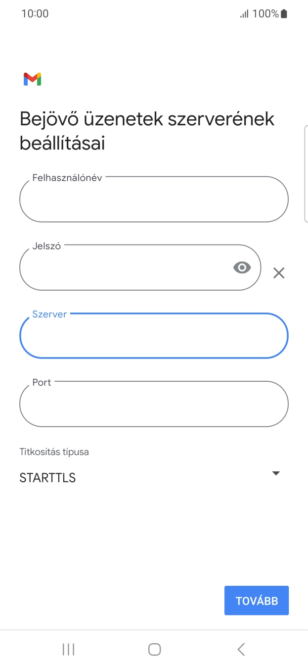 Kattints a „Port” alatti mezőre, és írd be a következőt: 993.