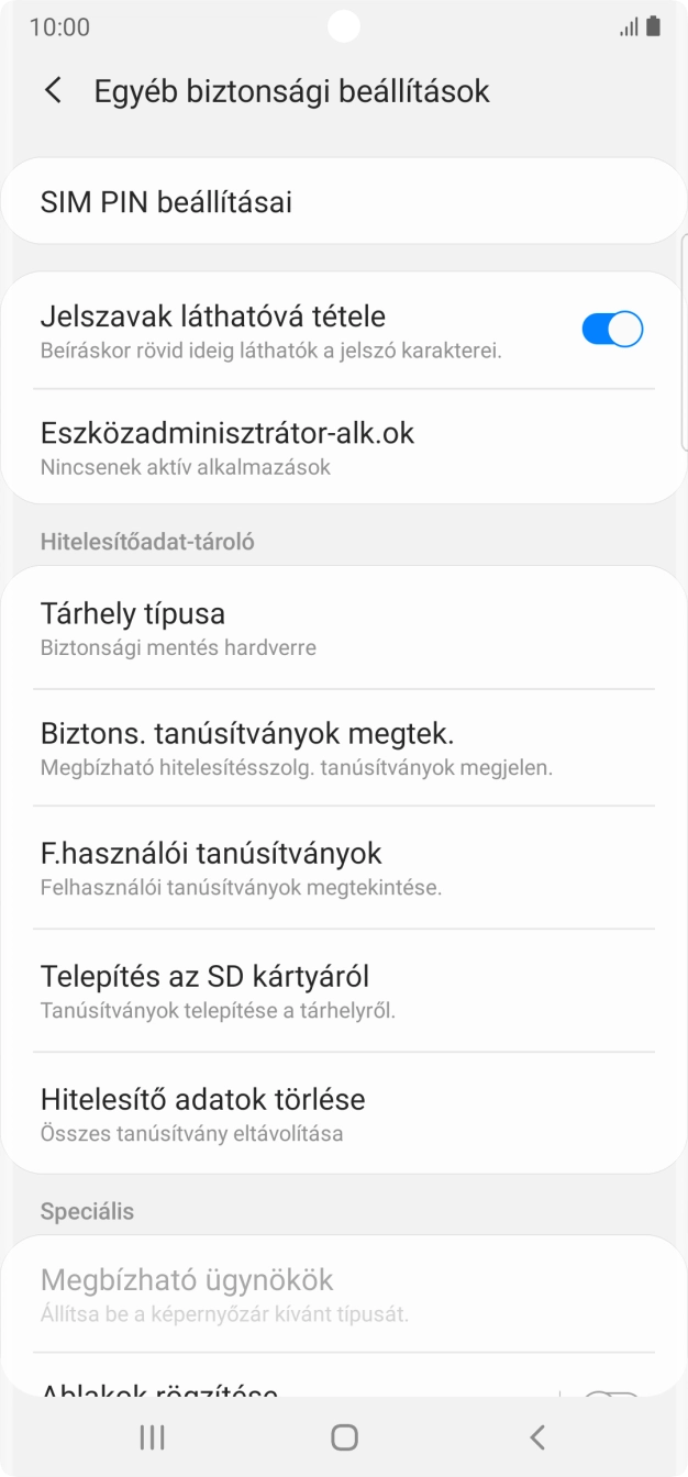 Válaszd a SIM PIN beállításai lehetőséget. Válaszd a SIM PIN beállításai lehetőséget.