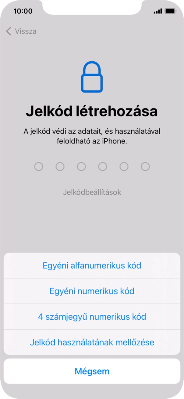 A képernyőzár használatának bekapcsolásához kövesd a képernyőn megjelenő utasításokat, vagy válaszd a Jelkód használatának mellőzése lehetőséget.