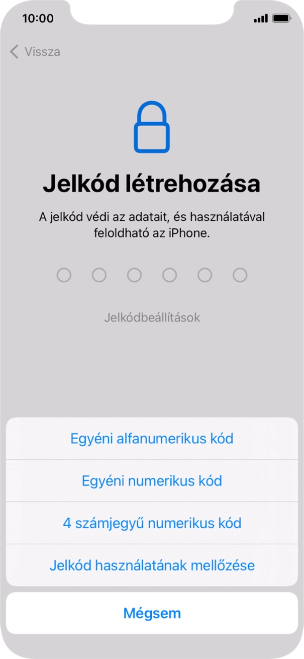 A képernyőzár használatának bekapcsolásához kövesd a képernyőn megjelenő utasításokat, vagy válaszd a Jelkód használatának mellőzése lehetőséget.