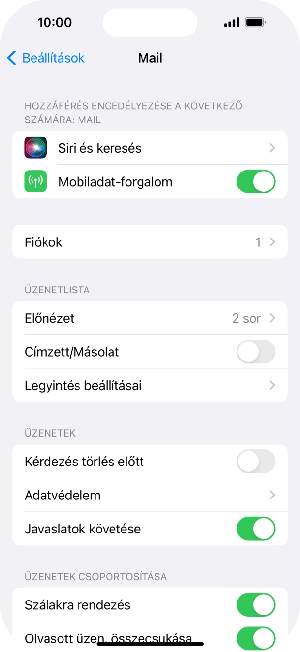 Válaszd a Fiókok lehetőséget.