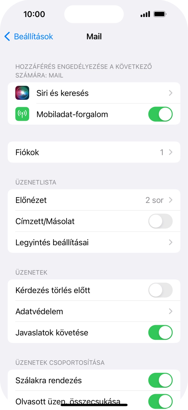 Válaszd a Fiókok lehetőséget.