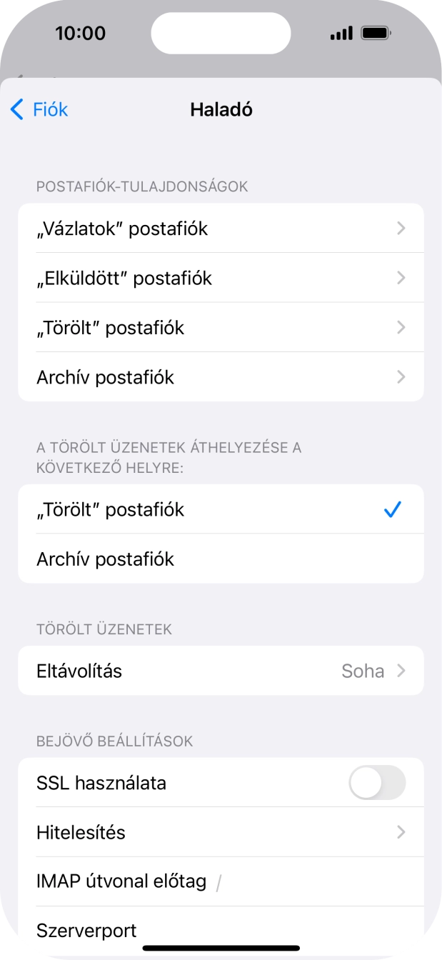 Kattints az „SSL használata” melletti csúszkára a funkció bekapcsolásához.
