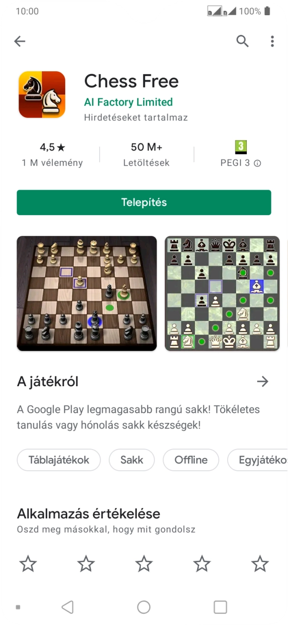 Válaszd a Telepítés lehetőséget, és kövesd a képernyőn megjelenő utasításokat az alkalmazás telepítéséhez.