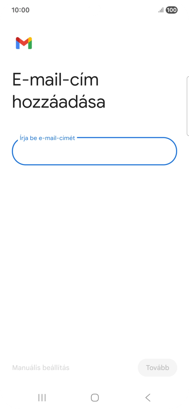 Kattints az „Írja be e-mail-címét” alatti mezőre, és írd be az e-mail címedet.