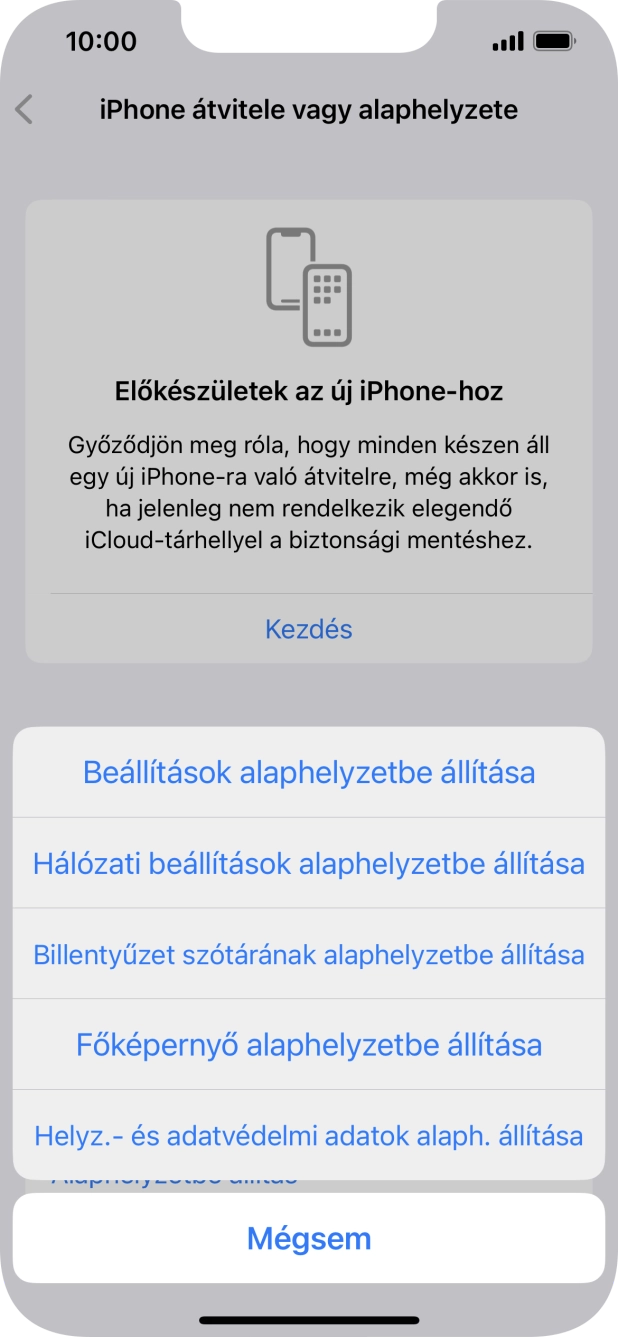 Válaszd a Beállítások alaphelyzetbe állítása lehetőséget. Válaszd a Beállítások alaphelyzetbe állítása lehetőséget.