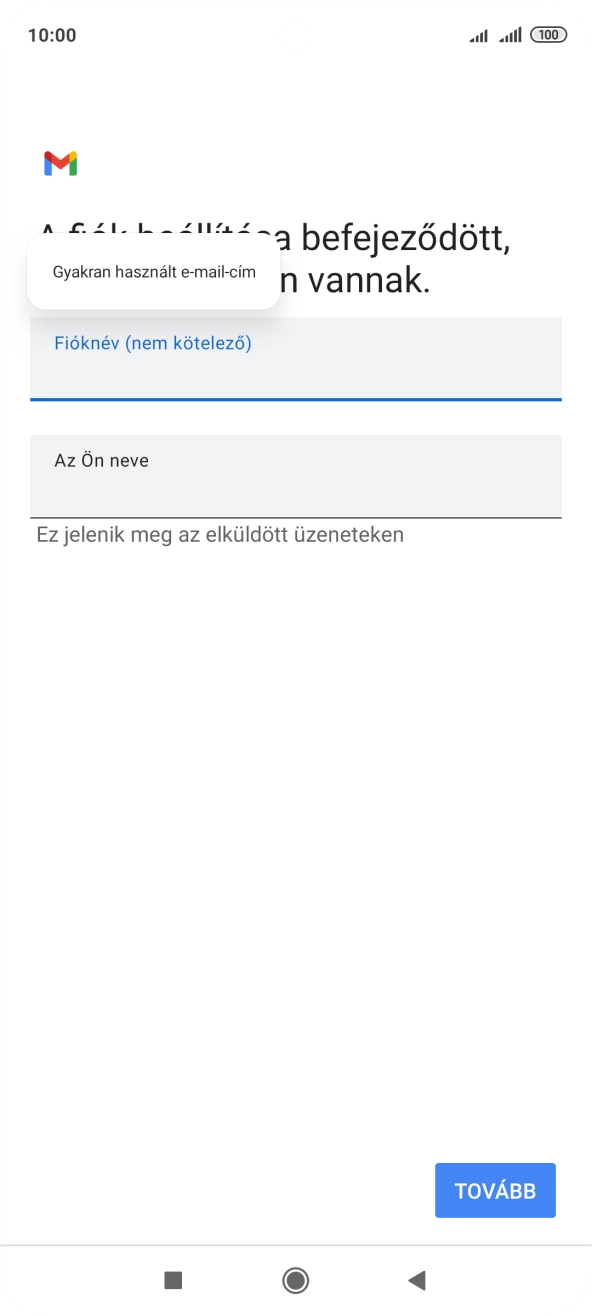 Kattints „Az Ön neve” alatti mezőre, és írd be a kívánt küldőnevet.