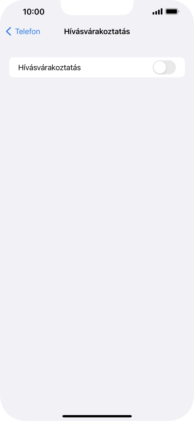 Kattints a „Hívásvárakoztatás” melletti csúszkára a funkció be- vagy kikapcsolásához.