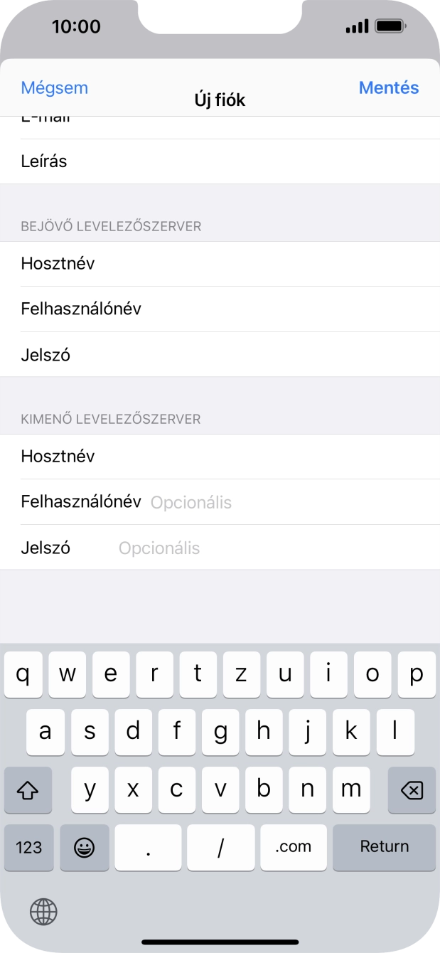 Kattints a Felhasználónév mezőre, és írd be az e-mail-fiókodhoz tartozó felhasználónevet.