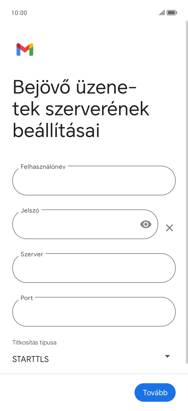 Kattints a „Felhasználónév” alatti mezőre, és írd be az e-mail-fiókodhoz tartozó felhasználónevet.