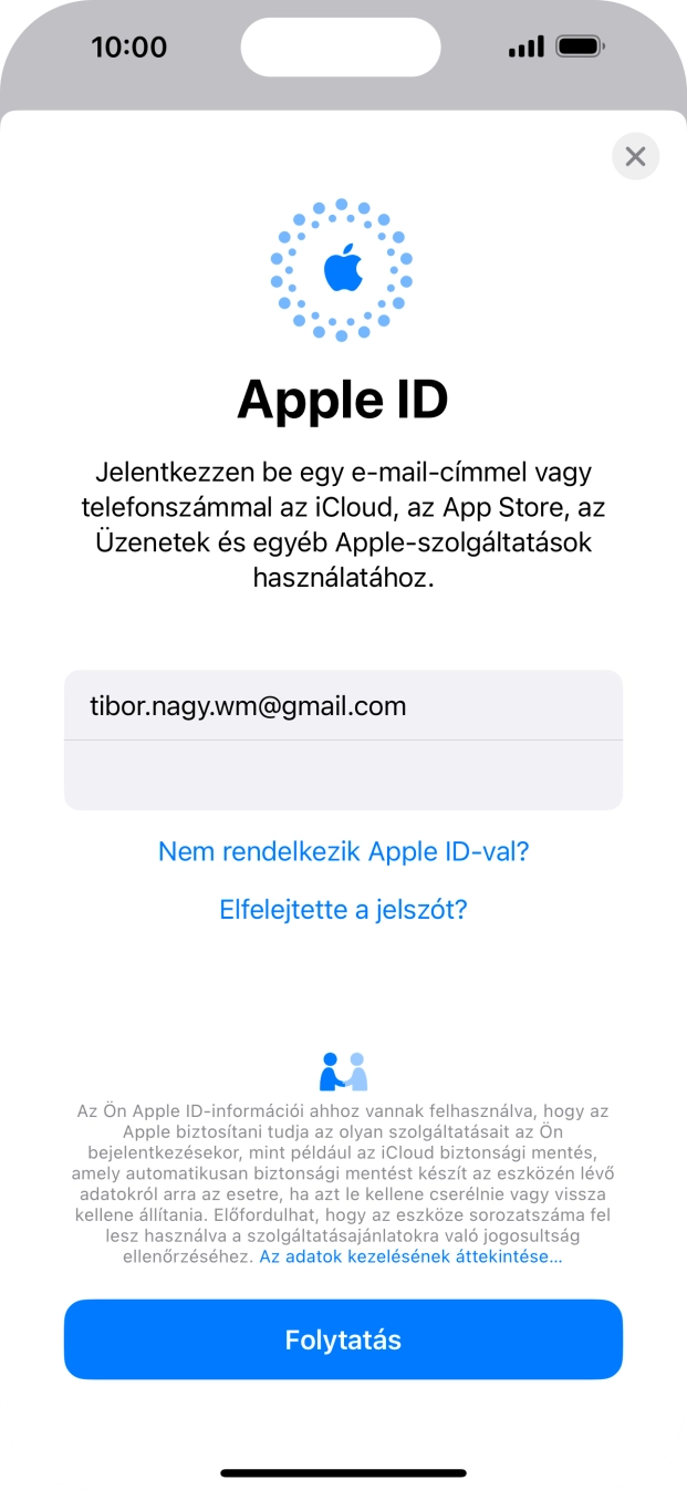 Válaszd a Folytatás lehetőséget.