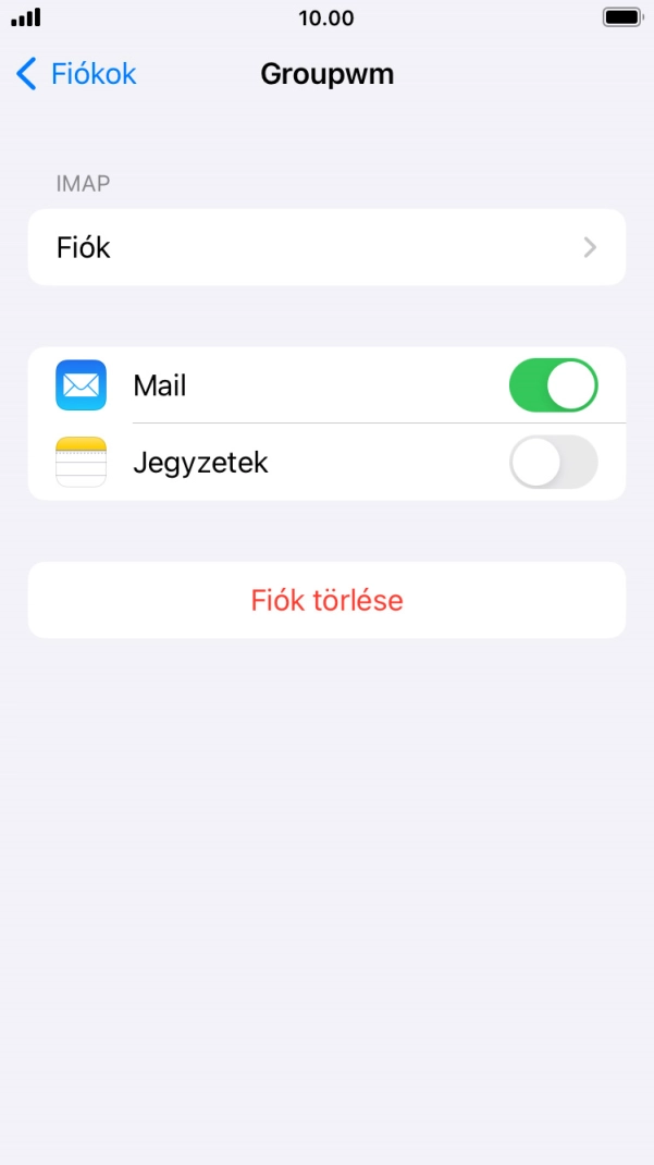 Válaszd a Fiók lehetőséget.