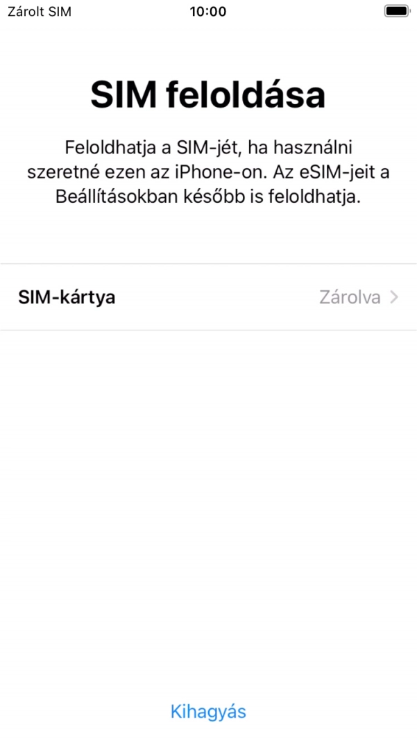 Válaszd a SIM-kártya lehetőséget. Válaszd a SIM-kártya lehetőséget.