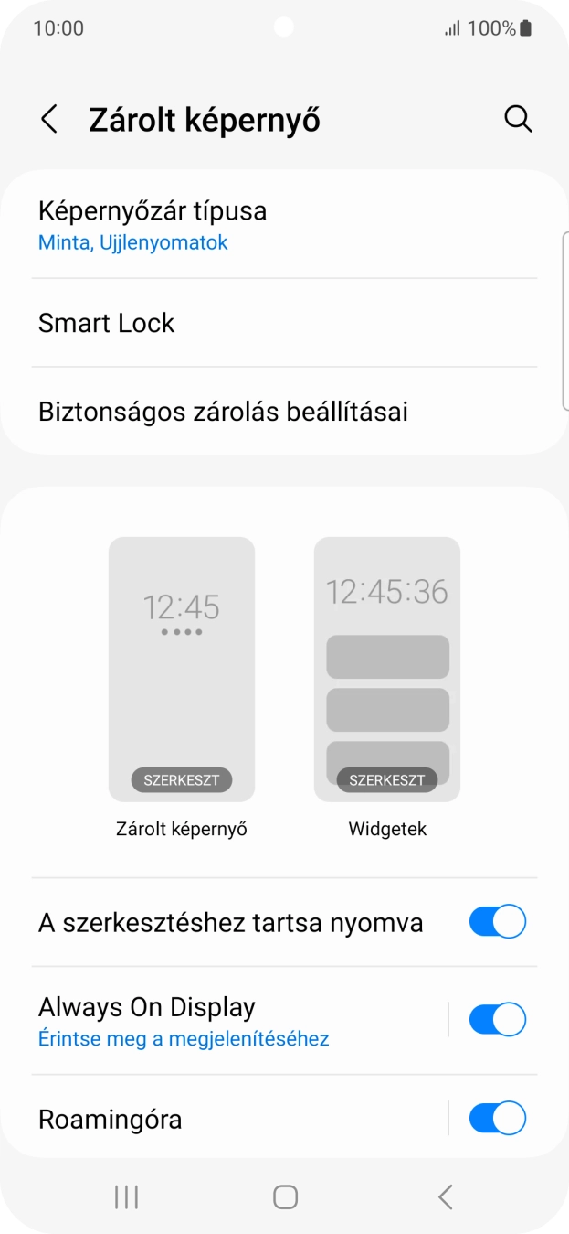 Válaszd a Képernyőzár típusa lehetőséget, és írd be az extra képernyőzárkódot, amit korábban már beállítottál. Válaszd a Képernyőzár típusa lehetőséget, és írd be az extra képernyőzárkódot, amit korábban már beállítottál.