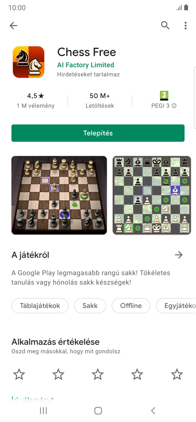 Válaszd a Telepítés lehetőséget, és kövesd a képernyőn megjelenő utasításokat az alkalmazás telepítéséhez.