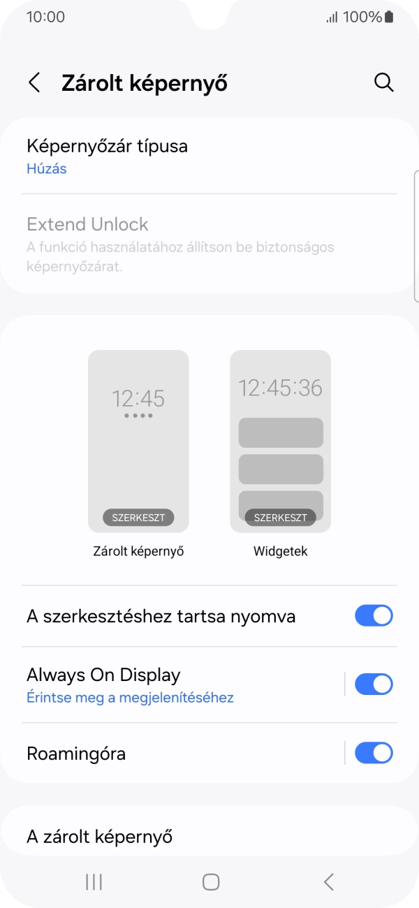 Válaszd a Képernyőzár típusa lehetőséget. Válaszd a Képernyőzár típusa lehetőséget.