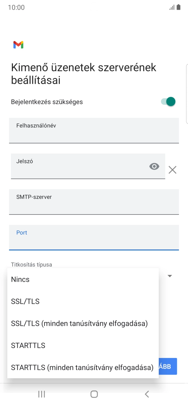 Válaszd a Nincs lehetőséget.