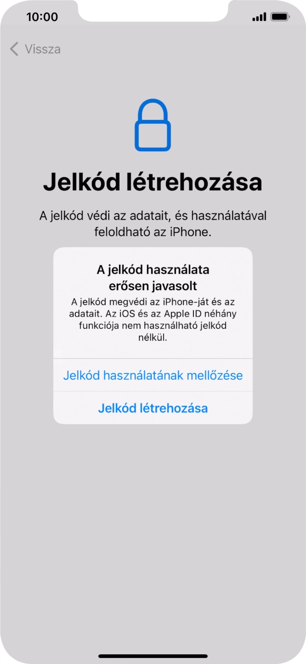 Ha kikapcsolod a funkciót, válaszd a Jelkód használatának mellőzése lehetőséget.