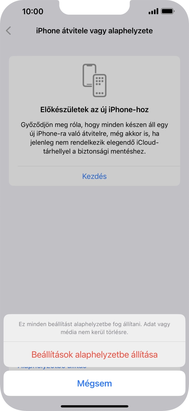 Válaszd a Beállítások alaphelyzetbe állítása lehetőséget.