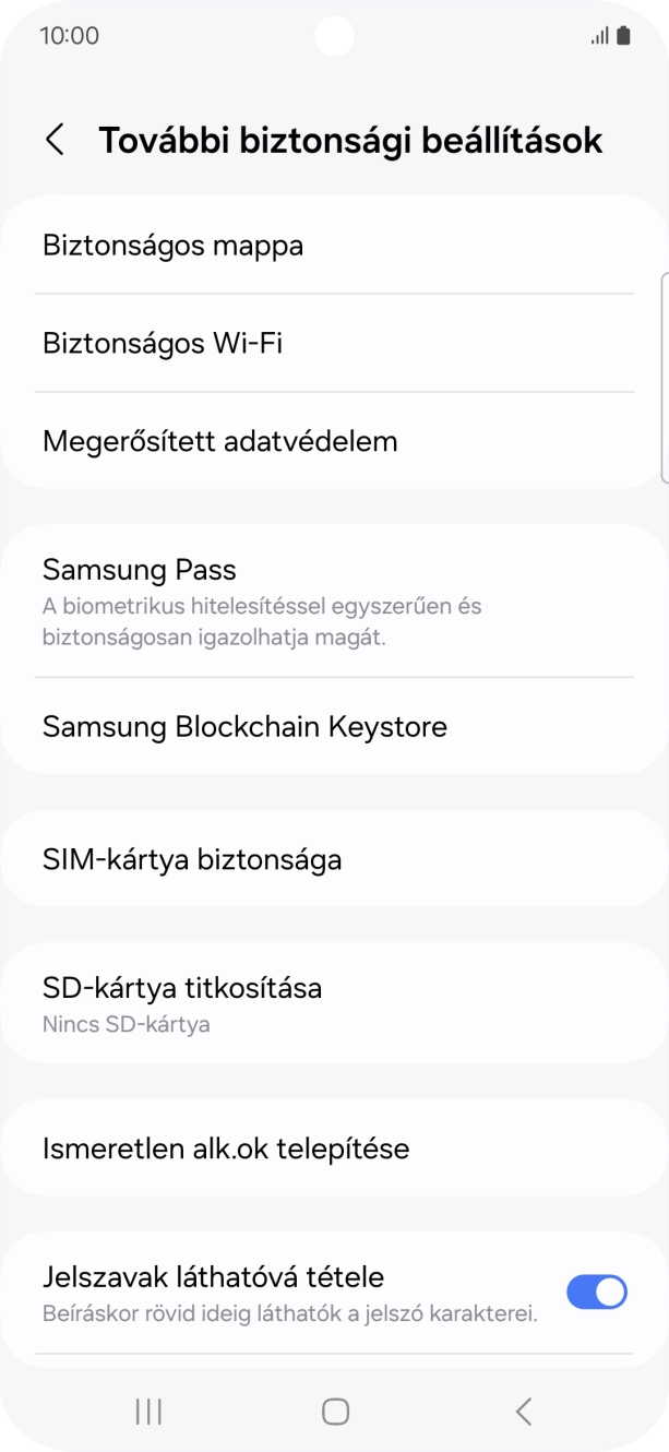 Válaszd a SIM-kártya biztonsága lehetőséget. Válaszd a SIM-kártya biztonsága lehetőséget.