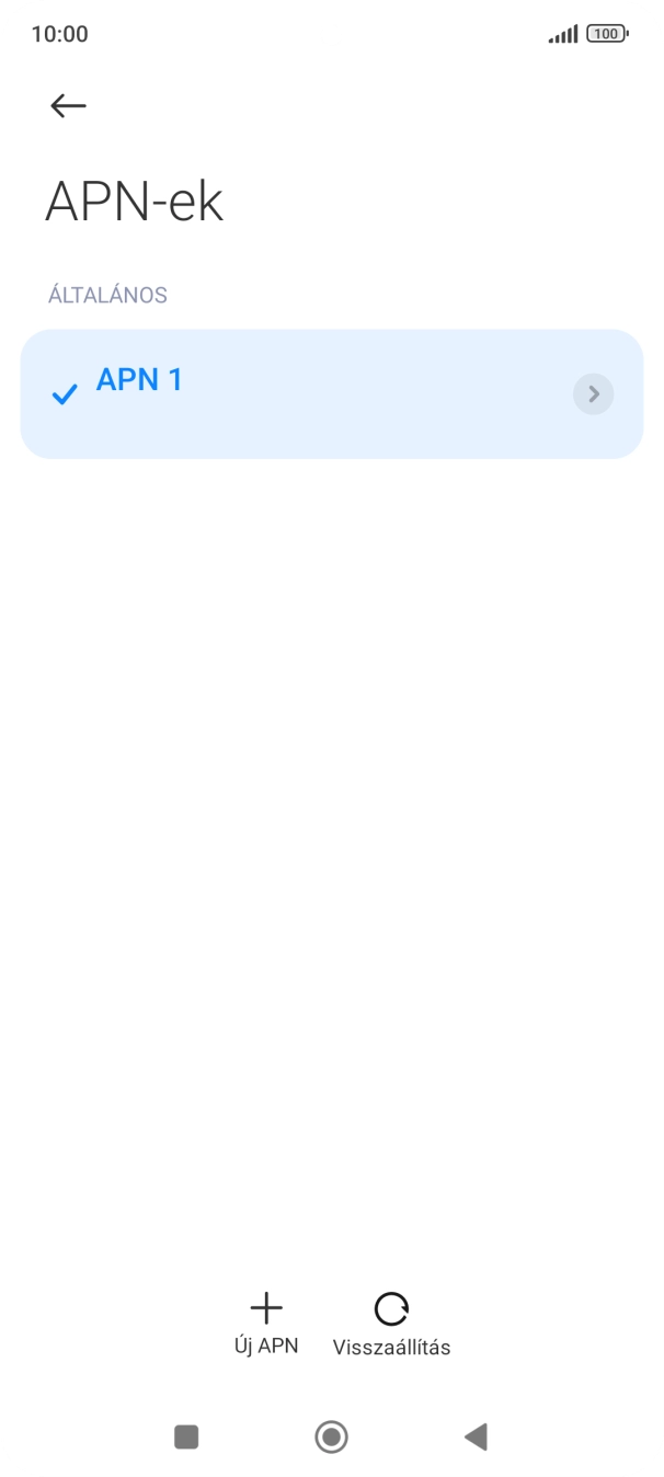 Válaszd az Új APN lehetőséget.