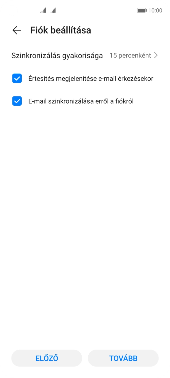 Válaszd a Szinkronizálás gyakorisága lehetőséget.