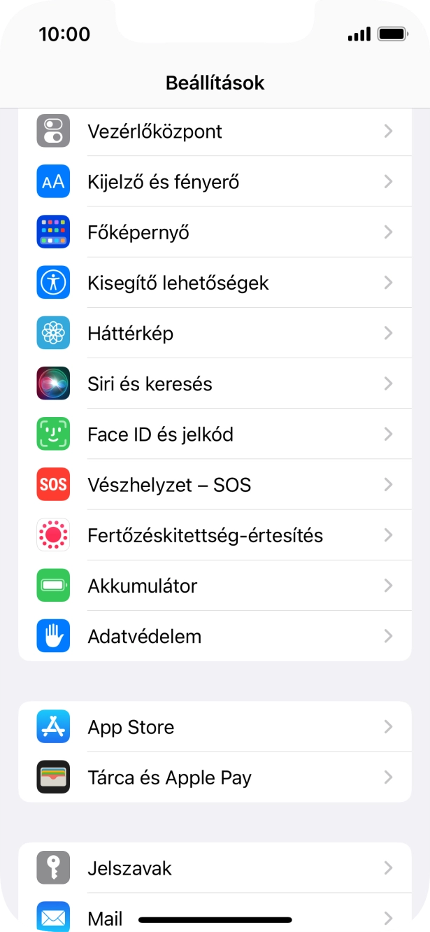 Válaszd a Face ID és jelkód lehetőséget.