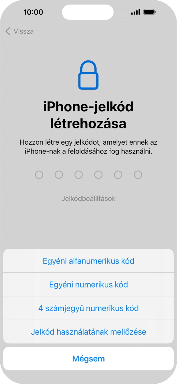 A képernyőzár használatának bekapcsolásához kövesd a képernyőn megjelenő utasításokat, vagy válaszd a Jelkód használatának mellőzése lehetőséget.