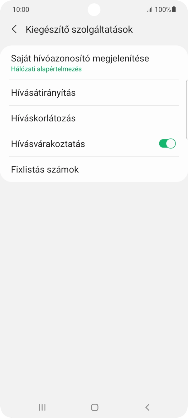 Kattints a „Hívásvárakoztatás” melletti csúszkára a funkció be- vagy kikapcsolásához. Kattints a „Hívásvárakoztatás” melletti csúszkára a funkció be- vagy kikapcsolásához.