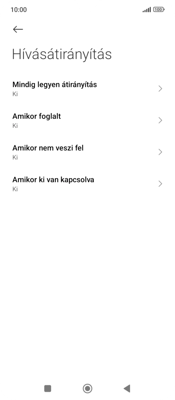 Kattints a kívánt hívásátirányítás-típusra.