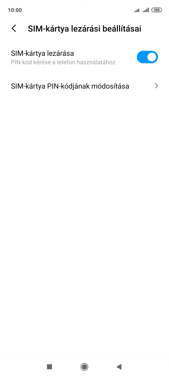 Kattints a „SIM-kártya lezárása ” melletti csúszkára a funkció be- vagy kikapcsolásához.