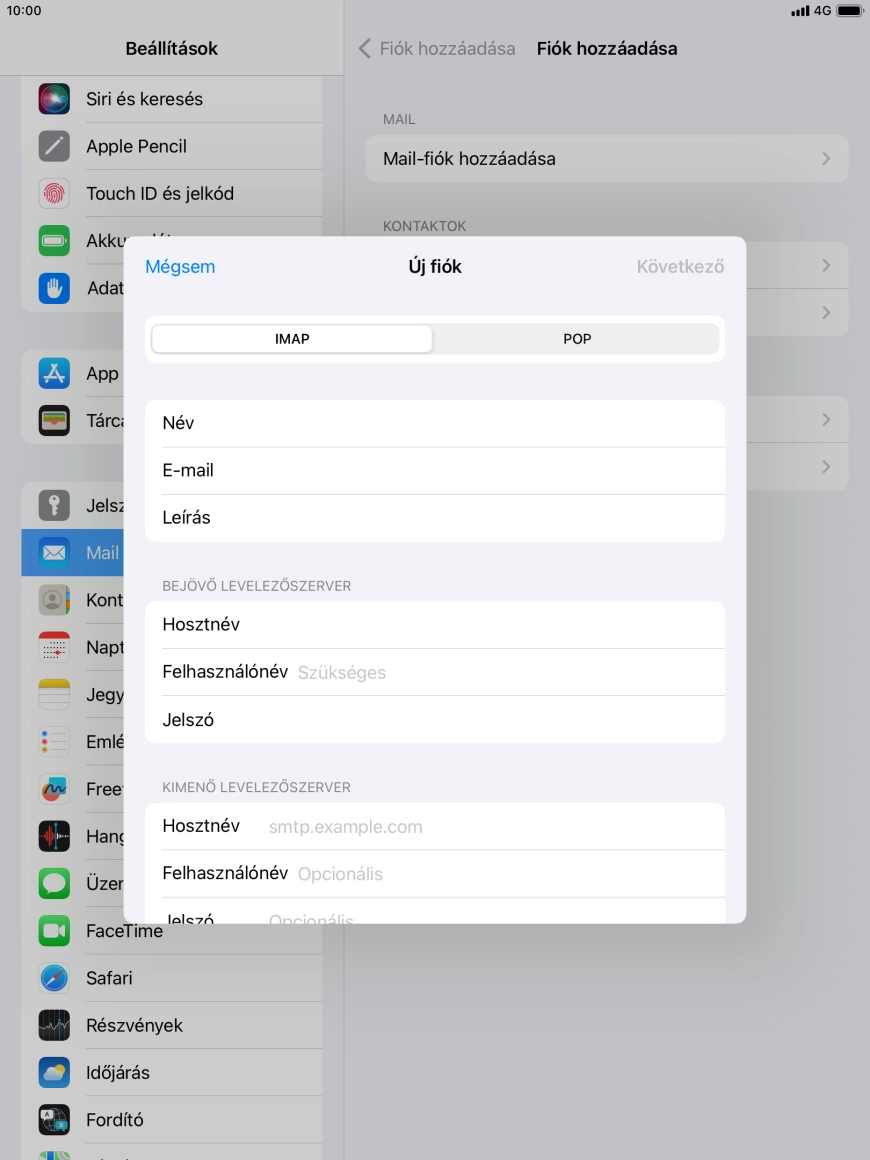 Kattints a Felhasználónév mezőre, és írd be az e-mail-fiókodhoz tartozó felhasználónevet.