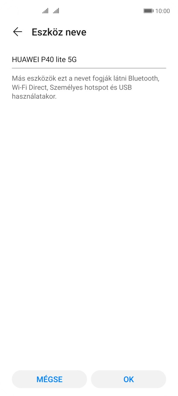 Írd be a kívánt Wi-Fi hotspot nevét és válaszd az OK lehetőséget.