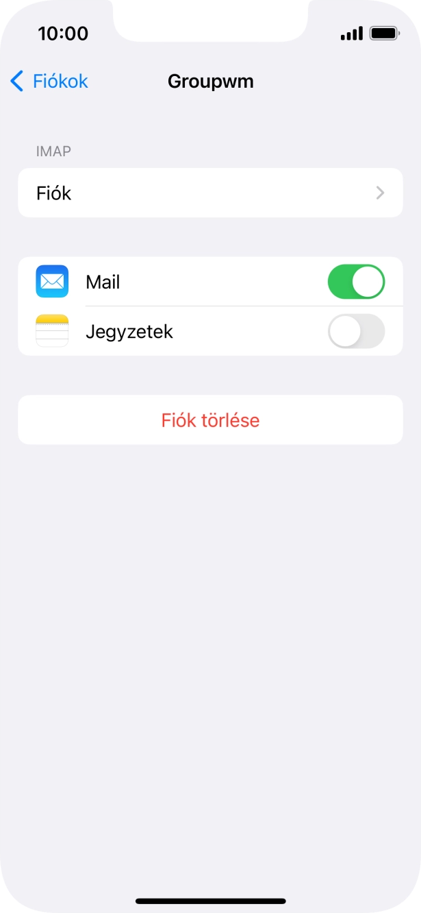 Válaszd a Fiók lehetőséget.