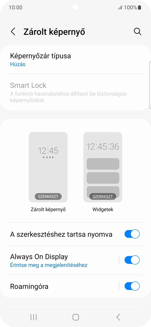 Válaszd a Képernyőzár típusa lehetőséget. Válaszd a Képernyőzár típusa lehetőséget.