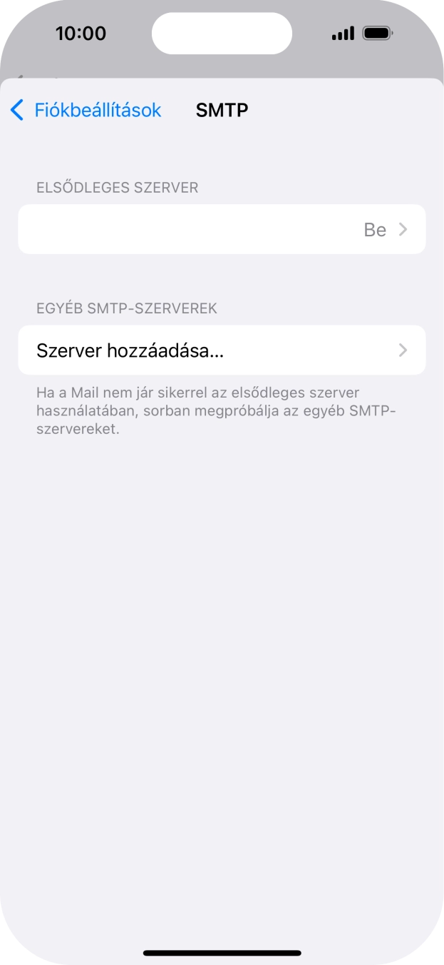 Kattints az „ELSŐDLEGES SZERVER” alatti mezőre.